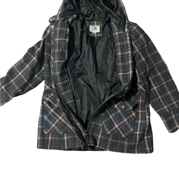 Inked & Faded Women’s Plaid Wool Heavy Coat Size XL Gray Brown Beige Winter Warm - Picture 4 of 12